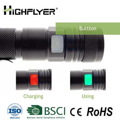 Linterna recargable micro del Usb del botón del resplandor de XPE, linterna del haz del foco del LED