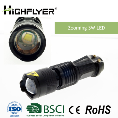 Bolsillo que enfoca la linterna llevada, linterna de intensidad alta 200LM de 3W LED