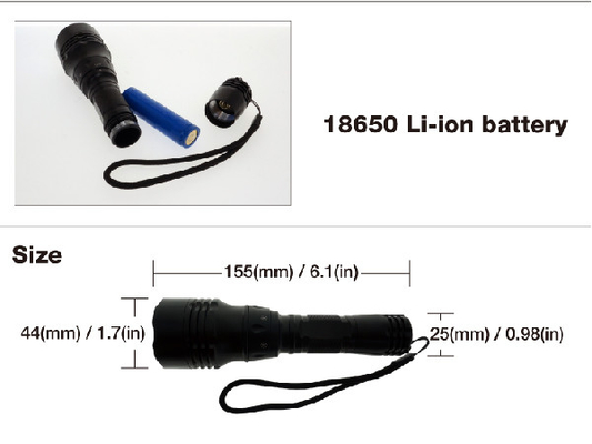Linterna de LED que se zambulle 18650 tamaño pequeño duros con el interruptor de la rotación del control del imán