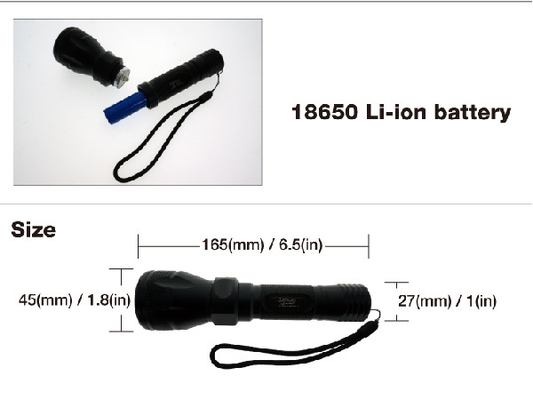 Resistencia de agua de la linterna de LED IPX8 del salto de Handsize con el batería li-ion 18650