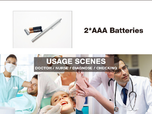 la luz caliente del interruptor de la cola de las baterías de la pluma 2*AAA del doctor diagnostica la linterna del bolsillo para el doctor
