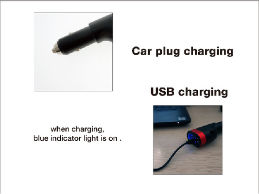 Carga recargable del enchufe del coche de la linterna de LED 1W de la emergencia del interruptor del pulgar