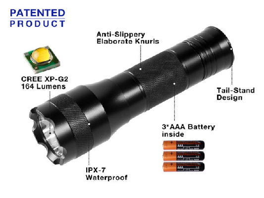 El PDA de la prenda impermeable del EDC llevó la linterna material de la aleación de aluminio de 164 lúmenes